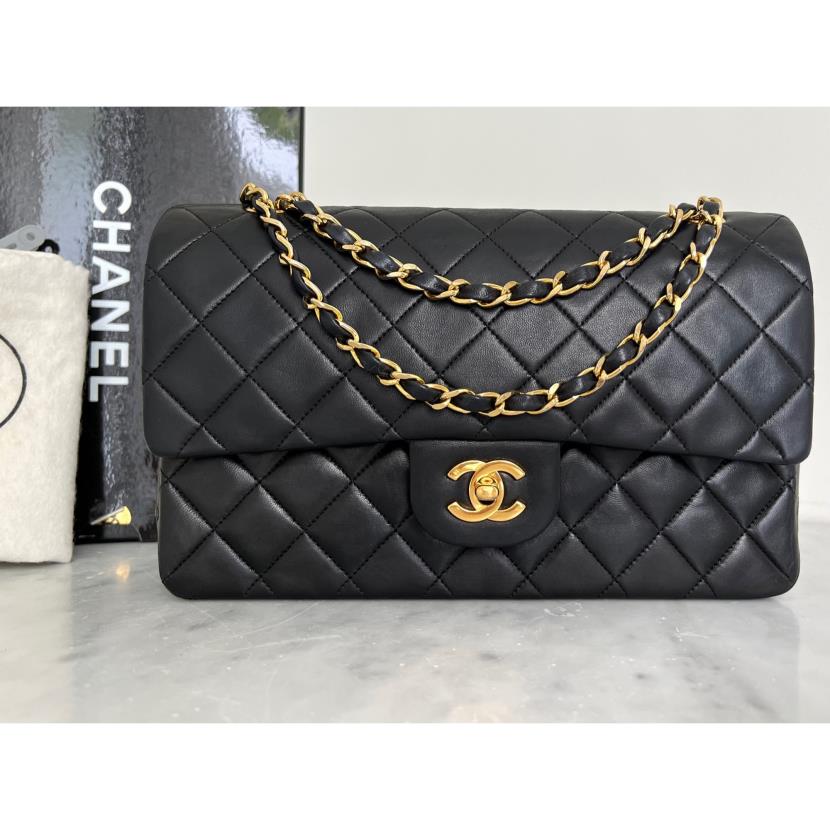 beige chanel classic flap bag