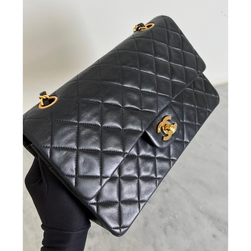 Chanel Black Lambskin Medium Classic 2.55 Double Flap Bag 18k Gold Pla –  Boutique Patina