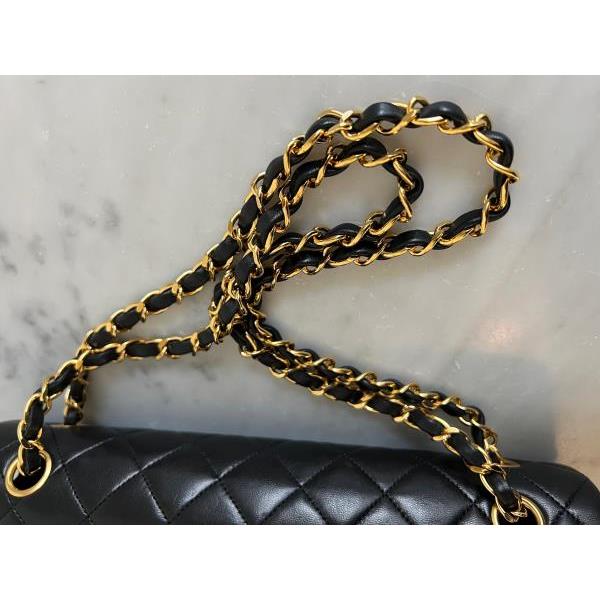 Chanel Flap Bag Big Chain Medium Black Lambskin Gold