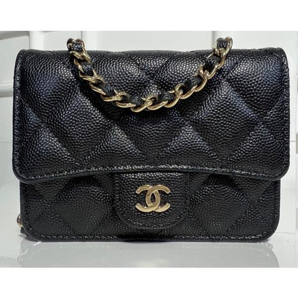 Vintage and Musthaves. Chanel  classic timeless black caviar leather  mini crossbody bag VM221056