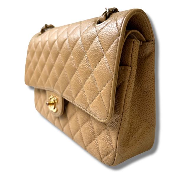 Vintage and Musthaves. Chanel medium 2.55 timeless classic double flap bag  in beige caviar leather VM221131
