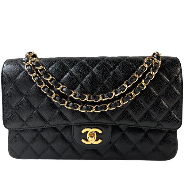 tas shoulder-bag Chanel Classic Medium Black Caviar GWH Shoulder Bag