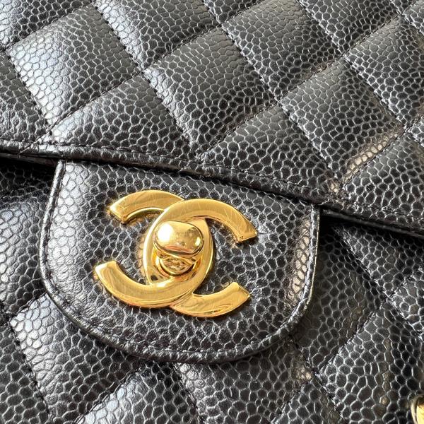 Chanel Vintage Beige Caviar Quilted 2.55 Small Classic Double Flap Bag