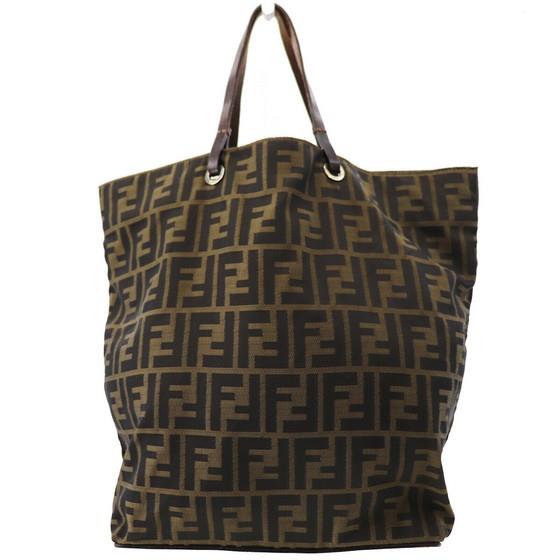 Vintage and Musthaves. Fendi logo canvas leather tote/shopper bag