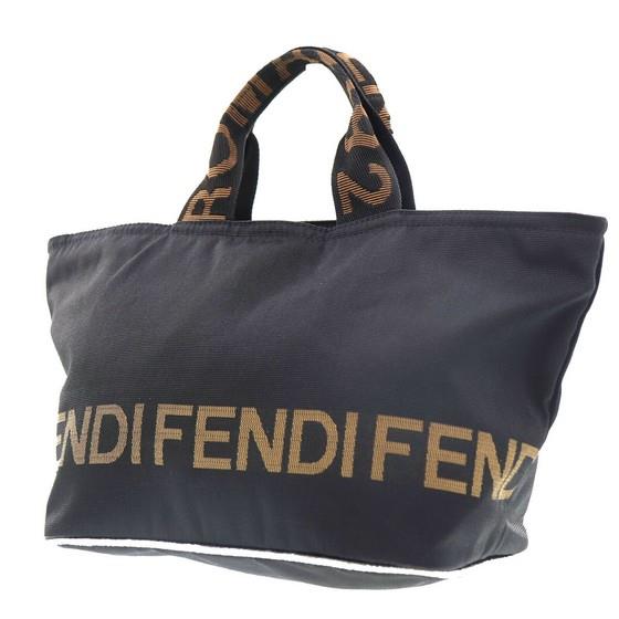 Auth Fendi Zucca Tote Bag Women's Nylon Canvas Shoulder Bag Brown