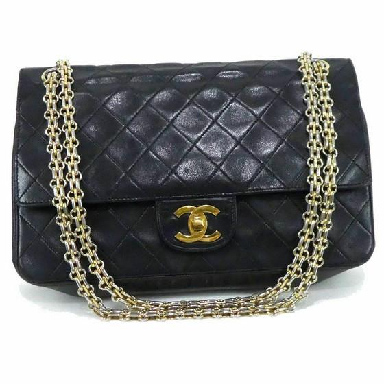 Vintage and Musthaves. Chanel 2.55 medium double flap bag with mademoiselle  chain