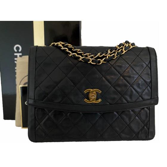 CHANEL Half Moon Vintage Chain Shoulder Bag Black Flap Quilted For Sale at  1stDibs