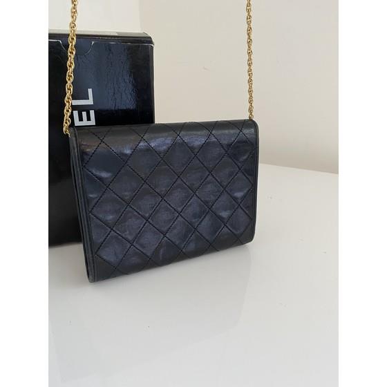 Chanel Vintage mini full flap bag black lambskin