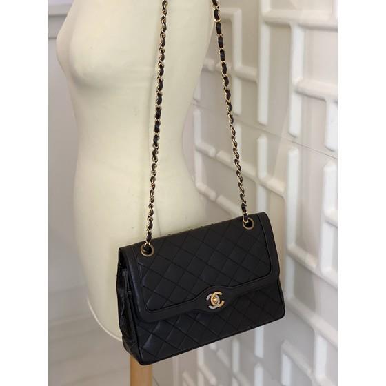 Chanel Matelasse Lambskin Paris Double Flap Double Chain Bag Black – Redo  Luxury