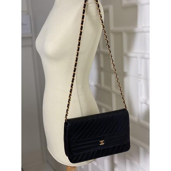 Chanel So Black Chevron Medium Classic Flap Bag Lambskin  Boutique Patina