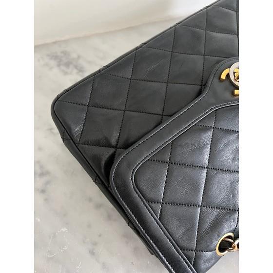 Chanel Black Quilted Lambskin Paris Limited Edition Double Flap Bag Chanel