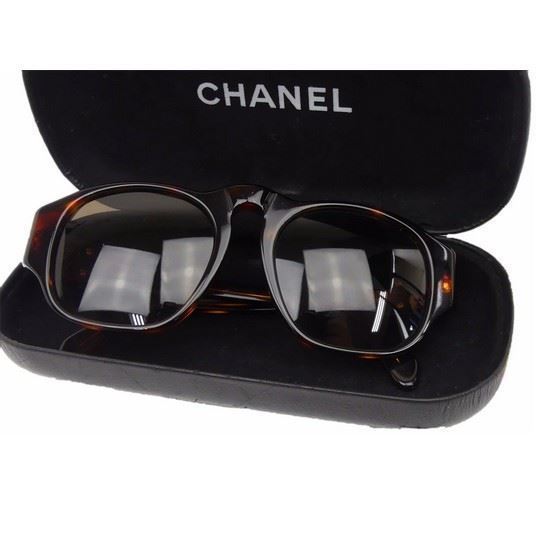 Chanel Vintage Chanel Black with Large Gold CC Logo Sunglasses -02461