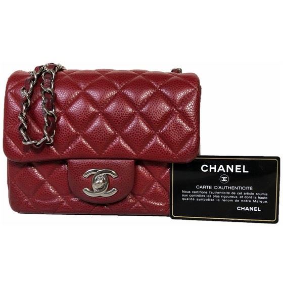 Vintage And Musthaves Chanel Square Mini Red Burgundy Caviar Chanel Square Mini Red Burgundy Caviar Leather Bag With Silver Hardware
