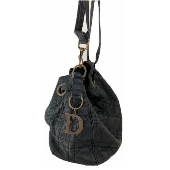 Picture of Dior cannage black drawstring tote bag