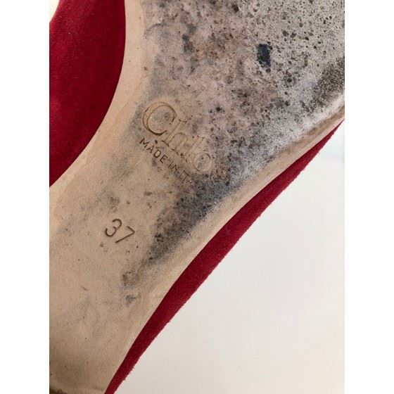 Picture of Chloe red suede flats