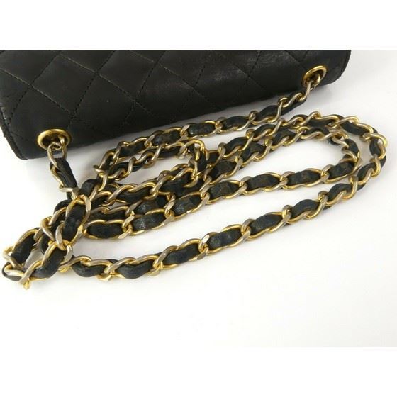 Picture of Chanel timeless 2.55 mini rectangular in black lambskin with gold hardware