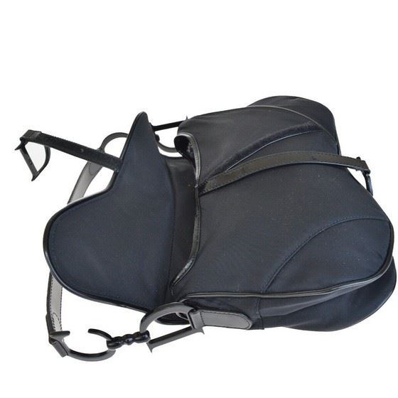 Christian Dior Leather Logo Double Saddle Mini Bag Black