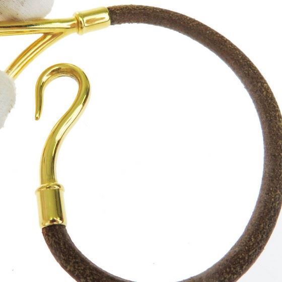 Picture of HERMES jumbo gold hook bracelet brown leather