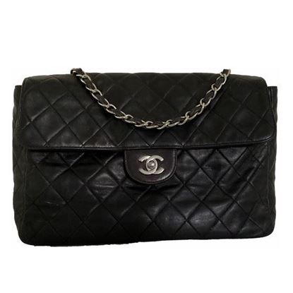 Image of Chanel 2.55 classic timeless jumbo crossbody bag with silver hardware