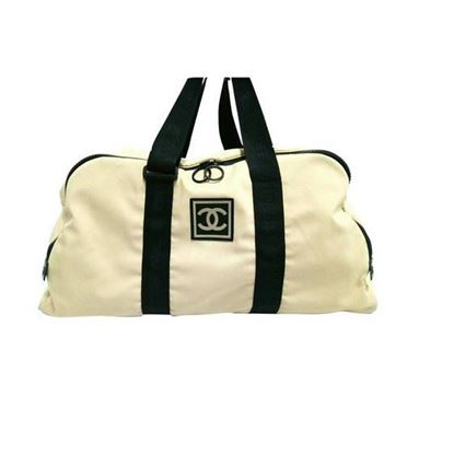 Image of CHANEL Sport Line Ivory Black  boston travel bag