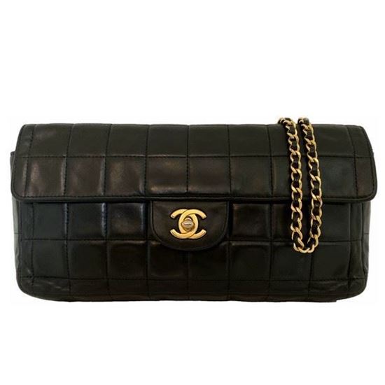 CHANEL Lambskin Quilted Chocolate Bar Mademoiselle Accordion Flap