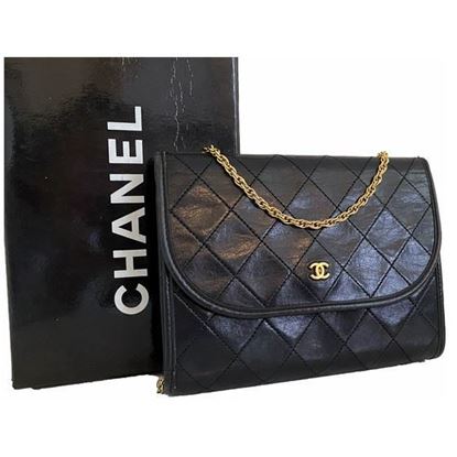 Image of Chanel 2.55 classic timeless black mini flap bag
