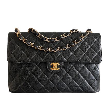 Image of Chanel 2.55 timeless jumbo caviar leather flap bag VM221055