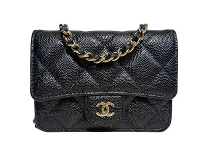 Image of Chanel 2.55 classic timeless black caviar leather mini crossbody bag VM221056