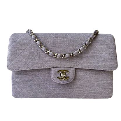 Image of ***FINAL PRICE*** Chanel medium jersey/cotton lilac 2.55 timeless classic flap bag VM221074