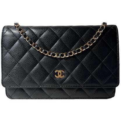 Image of Chanel black WOC "wallet on chain" bag, caviar GHW VM221099