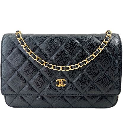 Image of Chanel black WOC "wallet on chain" bag, caviar GHW VM221172