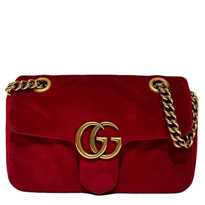 Image of Gucci GG Marmont red velvet crossbody bag VM221232