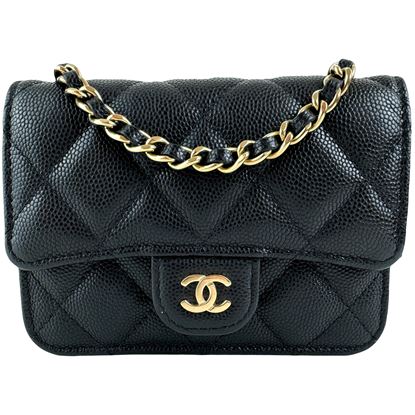 Image of Chanel 2.55 classic timeless black caviar leather mini crossbody bag VM221279