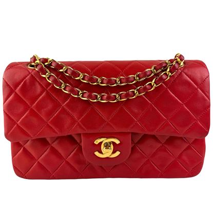 Image of Chanel small red 2.55 timeless classic double flap bag VM221282
