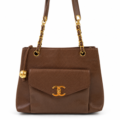 Image of Chanel Caviar CC tote bag brown VM221511