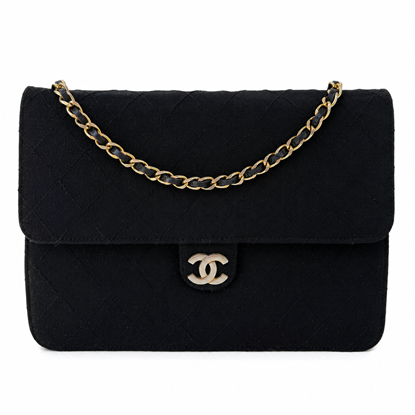 Image of Chanel medium black cotton timeless classic flap bag VM221519