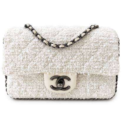 Image of Chanel mini river of pearls tweed flap bag VM221524