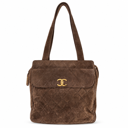 Image of Chanel brown suede CC tote bag VM221547